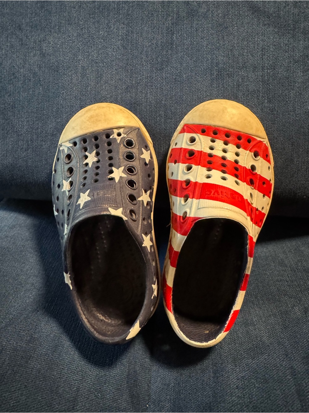 Native Kids Water Shoes - Red & Blue Star and Stripe Slip-Ons